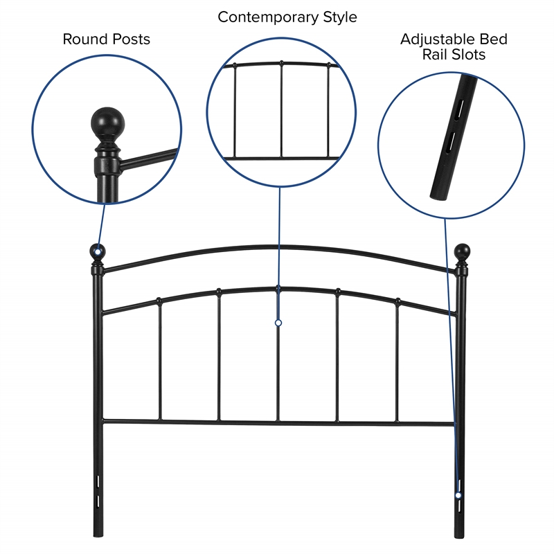 Bowery Hill Contemporary Full Metal Spindle Headboard in Black