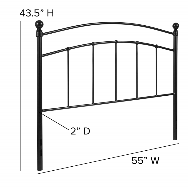 Bowery Hill Contemporary Full Metal Spindle Headboard in Black