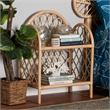 Bowery Hill Modern Bohemian Natural Brown Rattan 2-Tier Display Shelf