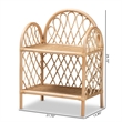Bowery Hill Modern Bohemian Natural Brown Rattan 2-Tier Display Shelf