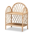 Bowery Hill Modern Bohemian Natural Brown Rattan 2-Tier Display Shelf