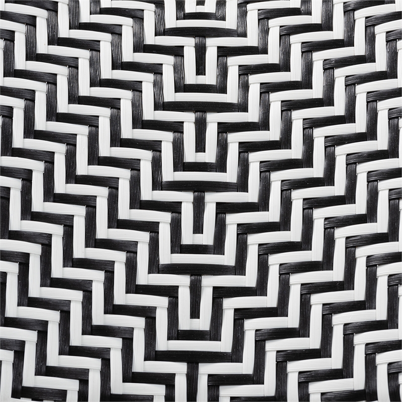 Bowery Hill Black and White Weaving and Natural Rattan Chair