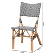 Bowery Hill Black and White Weaving and Natural Rattan Chair