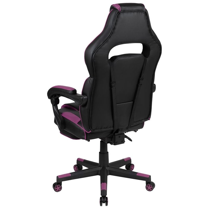 Bowery Hill LeatherSoft Gaming Chair with Recline Back/Arm in Black/Purple