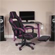 Bowery Hill LeatherSoft Gaming Chair with Recline Back/Arm in Black/Purple