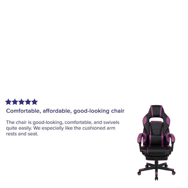 Bowery Hill LeatherSoft Gaming Chair with Recline Back/Arm in Black/Purple
