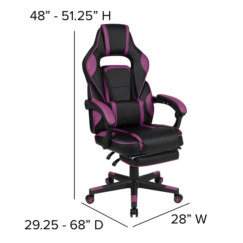 Bowery Hill LeatherSoft Gaming Chair with Recline Back/Arm in Black/Purple