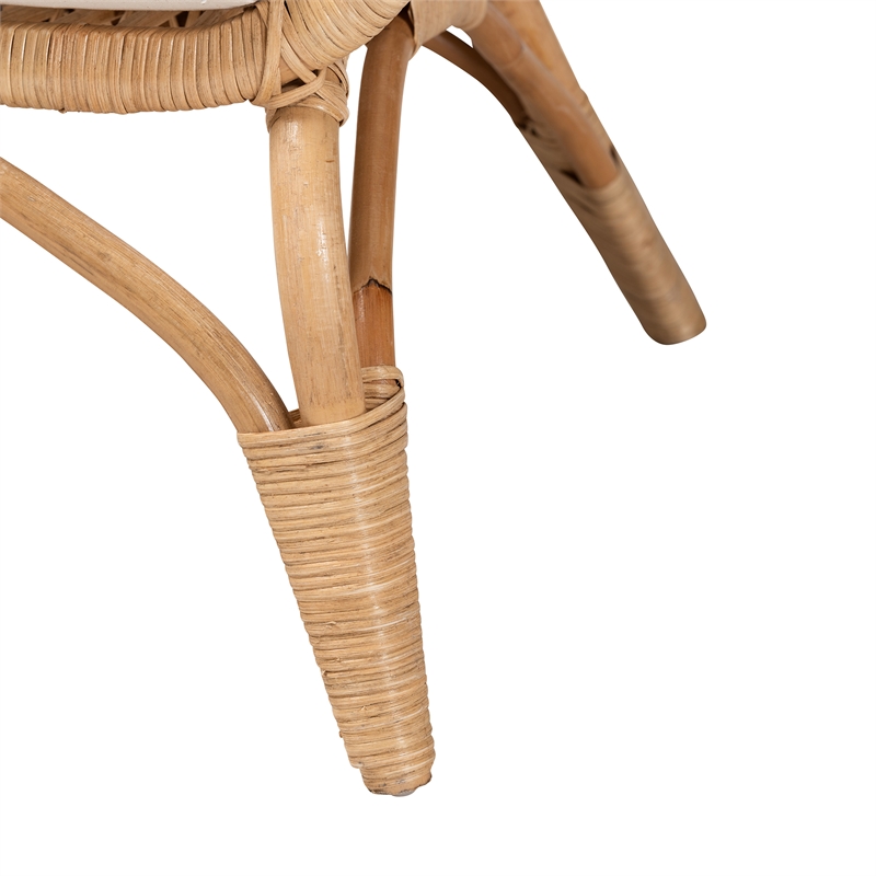 Bowery Hill Modern Bohemian Natural Brown Antique Rattan Armchair