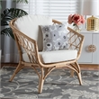 Bowery Hill Modern Bohemian Natural Brown Antique Rattan Armchair