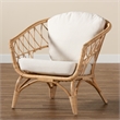 Bowery Hill Modern Bohemian Natural Brown Antique Rattan Armchair