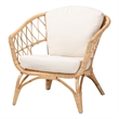 Bowery Hill Modern Bohemian Natural Brown Antique Rattan Armchair
