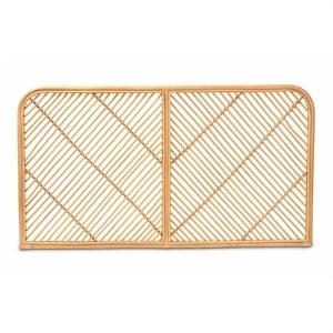 Bowery Hill Modern Brown Rattan Queen Size Wall-mount Headboard