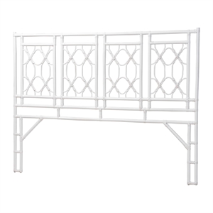 Bowery Hill Bohemian White Rattan King Size Standalone Headboard