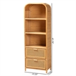 Bowery Hill Modern Bohemian Light Honey Rattan 2-Drawer Bookcase