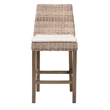Bowery Hill Gray Rattan and Rustic Taupe Mahogany Wood Counter Stool