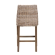 Bowery Hill Gray Rattan and Rustic Taupe Mahogany Wood Counter Stool