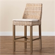 Bowery Hill Gray Rattan and Rustic Taupe Mahogany Wood Counter Stool