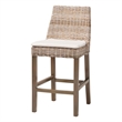 Bowery Hill Gray Rattan and Rustic Taupe Mahogany Wood Counter Stool