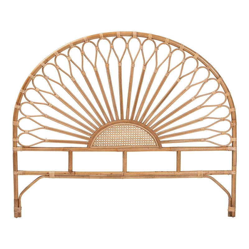 Bowery Hill Bohemian Natural Rattan Queen Size Standalone Headboard
