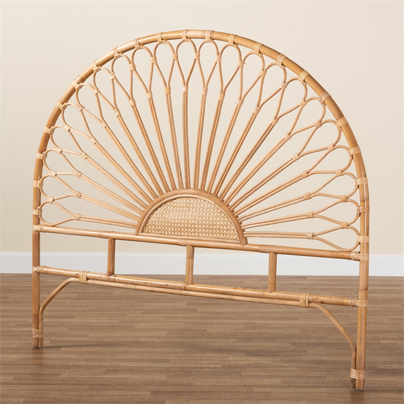 Bowery Hill Bohemian Natural Rattan Queen Size Standalone Headboard