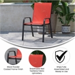 Bowery Hill Modern Metal Patio Stack Chair in Red (Set of 4)