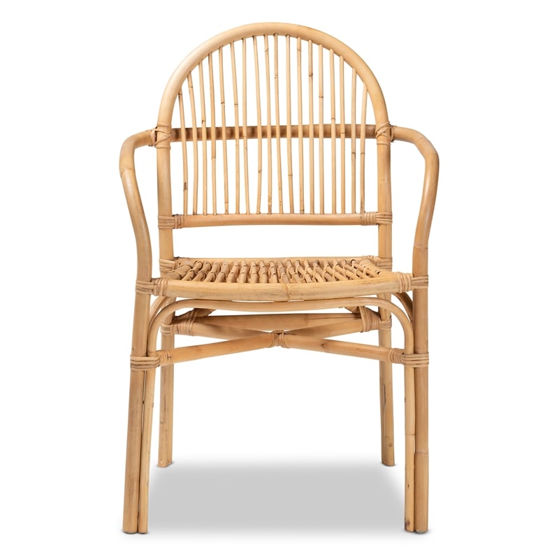 Bowery Hill Modern Bohemian Natural Brown Rattan Dining Chair