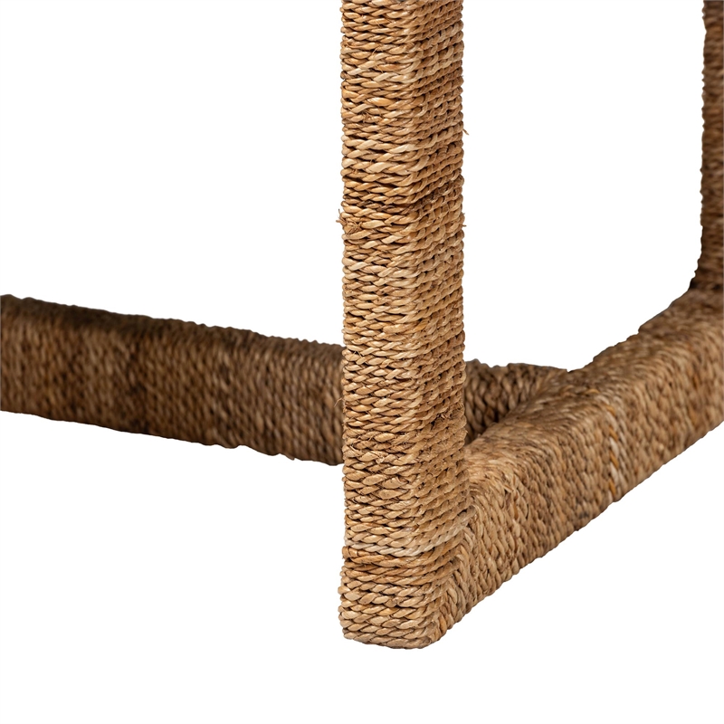 Bowery Hill Bohemian Seagrass and Mahogany Wood Accent Bench