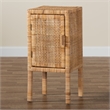 Bowery Hill Modern Bohemian Natural Brown Rattan 1-Door Nightstand