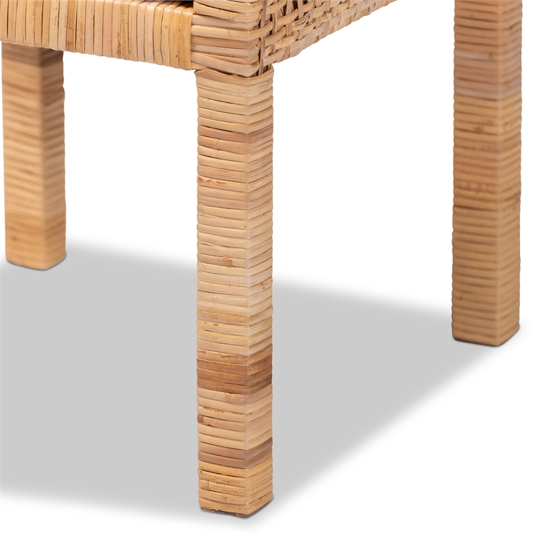 Bowery Hill Modern Bohemian Natural Brown Rattan 1-Door Nightstand