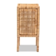 Bowery Hill Modern Bohemian Natural Brown Rattan 1-Door Nightstand