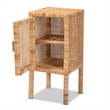 Bowery Hill Modern Bohemian Natural Brown Rattan 1-Door Nightstand