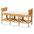 Bowery Hill Contemporary Bohemian Natural Brown Rattan Bench