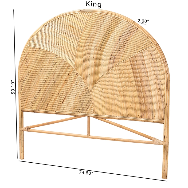 Bowery Hill Bohemian Honey Rattan King Size Standalone Headboard