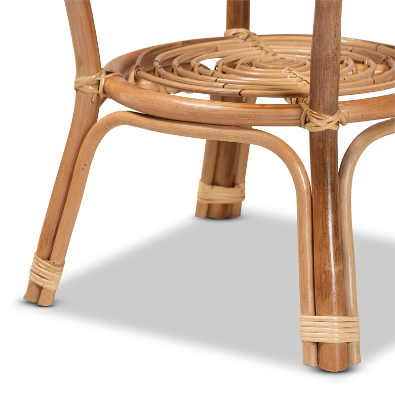 Bowery Hill Modern Bohemian Natural Brown Rattan Coffee Table