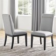 Bowery Hill Gray Fabric and Rubbed Charcoal Dining Side Chair
