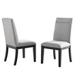 Bowery Hill Gray Fabric and Rubbed Charcoal Dining Side Chair