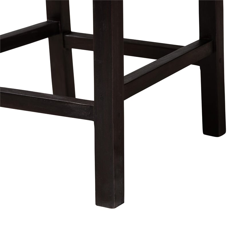 Bowery Hill Dark Brown Mahogany Wood and Seagrass Counter Stool