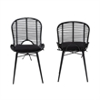Bowery Hill Bohemian Black Finished Rattan and Metal Dining Chair