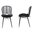 Bowery Hill Bohemian Black Finished Rattan and Metal Dining Chair