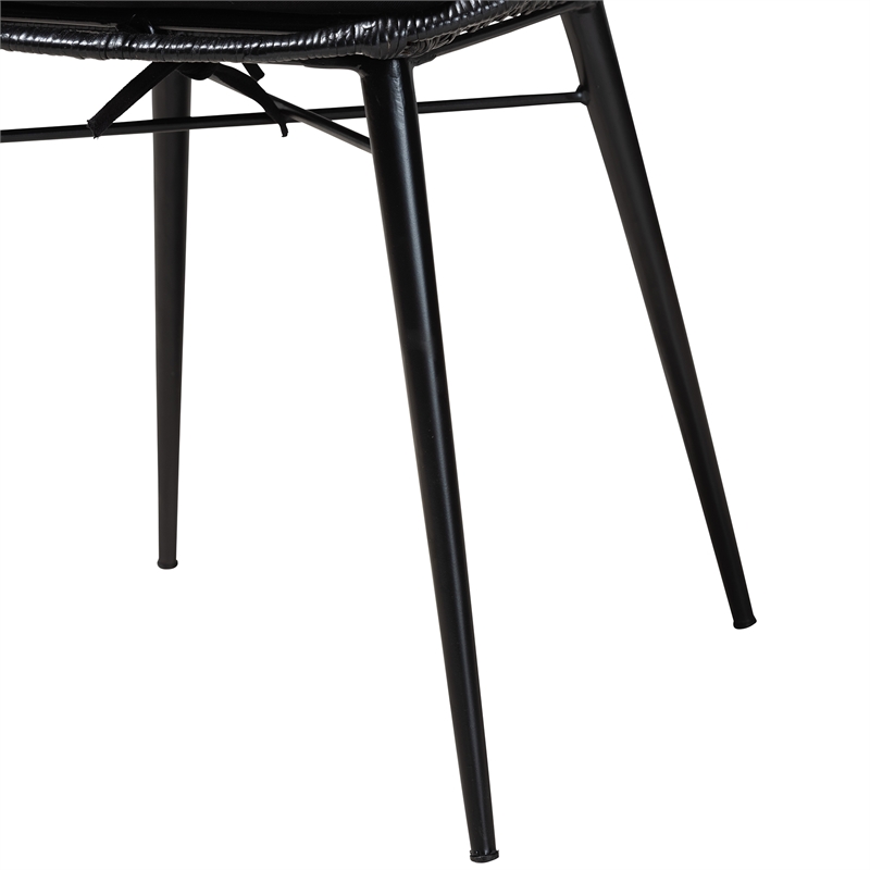 Bowery Hill Bohemian Black Finished Rattan and Metal Dining Chair