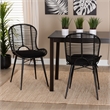 Bowery Hill Bohemian Black Finished Rattan and Metal Dining Chair