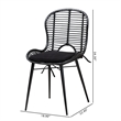 Bowery Hill Bohemian Black Finished Rattan and Metal Dining Chair