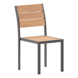 Bowery Hill 16.75&quot Armless Metal Patio Dining Chair in Natural/Gray