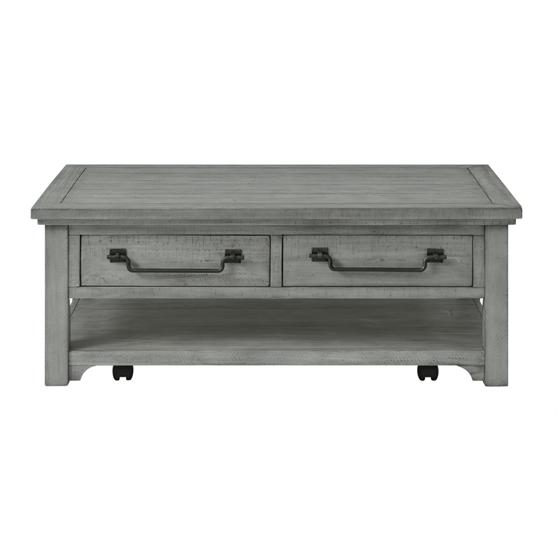 Bowery Hill Contemporary Dove Gray 2-Drawer Wood Coffee Table