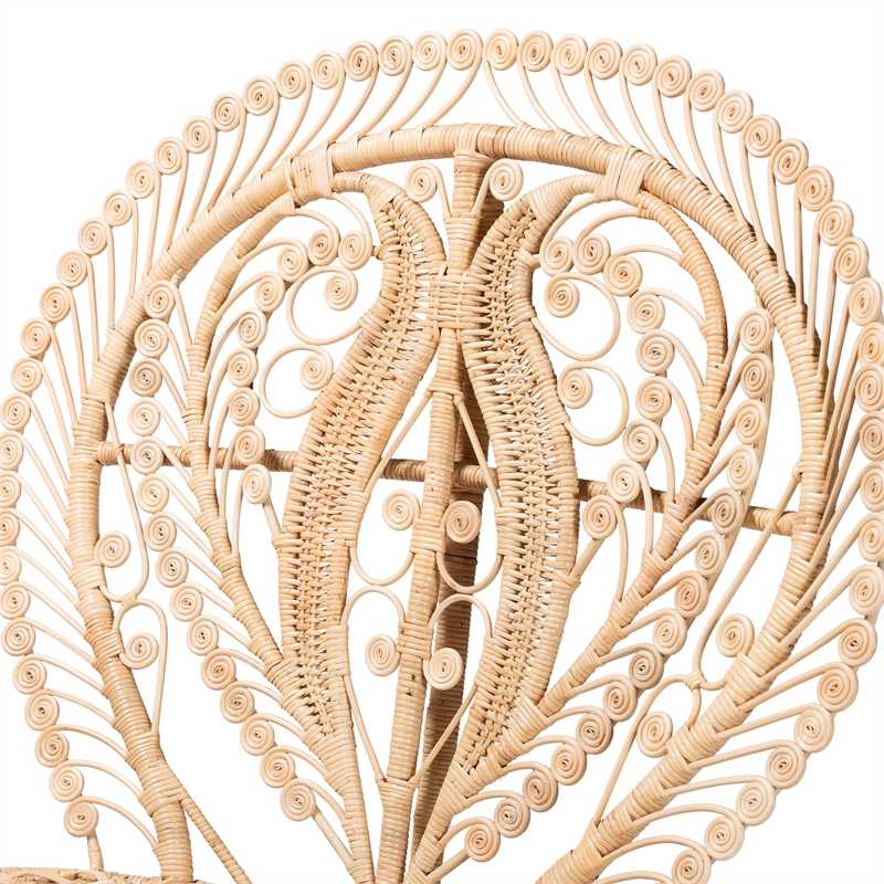 Bowery Hill Modern Bohemian Natural Brown Rattan Peacock Accent Chair