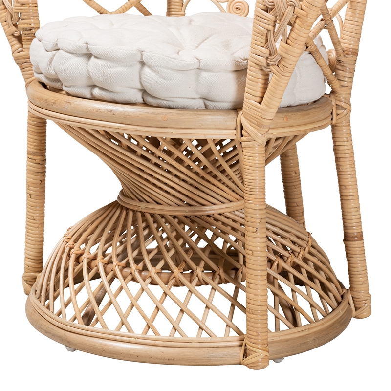 Bowery Hill Modern Bohemian Natural Brown Rattan Peacock Accent Chair