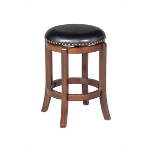 Bowery Hill Wood Backless 29.75&quot Swivel Bar Stool in Cherry Finish