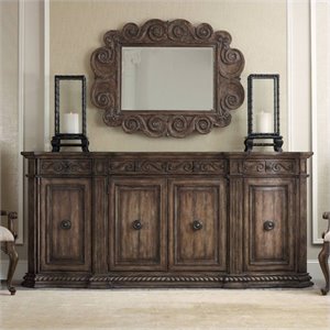 Bowery Hill Contemporary 96'' 4-Door Credenza in Rustic Walnut
