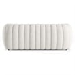 Bowery Hill Modern Boucle Fabric Channel Tufted Sofa in Off White
