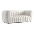Bowery Hill Modern Boucle Fabric Channel Tufted Sofa in Off White